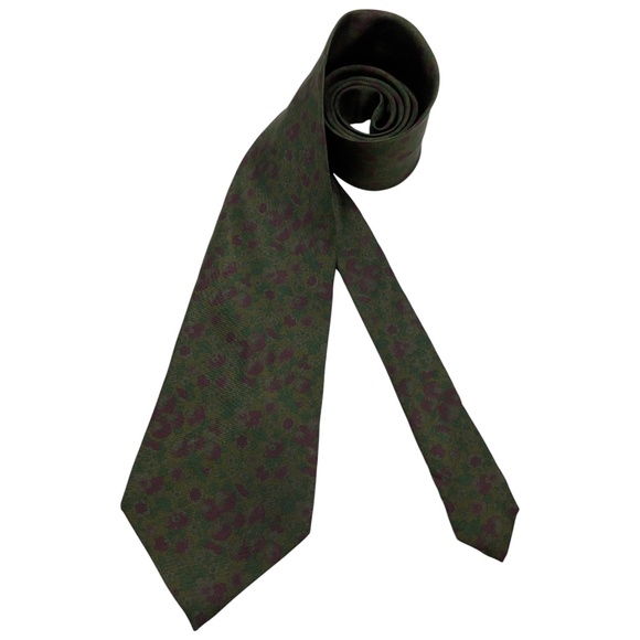 FENDI Green/Burgundy Floral Silk LUXURY Tie HANDMADE ITALY - Picture 1 of 5